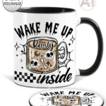 wake me up inside spooky brew gothic halloween mug and/or coaster optional to personalise