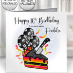 blue winter bat gothic birthday or halloween card option to personalise (copy)