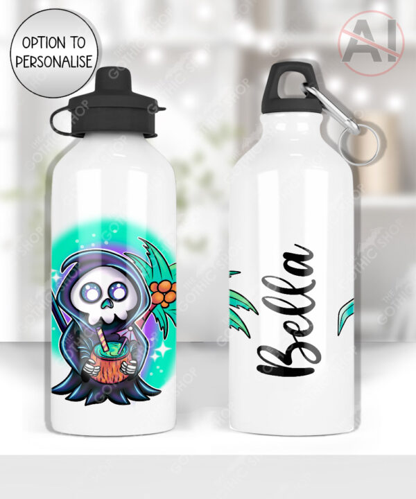 tropical grim reaper gothic water bottle option to personalise