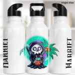 tropical grim reaper gothic water bottle option to personalise