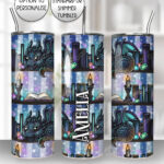 mystical dragon & books gothic straight tumbler option to personalise