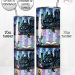 mystical dragon & books gothic straight tumbler option to personalise