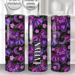 embroidered bats gothic straight tumbler option to personalise