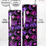 embroidered bats gothic straight tumbler option to personalise