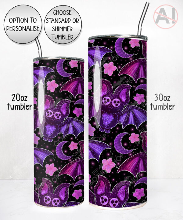 embroidered bats gothic straight tumbler option to personalise