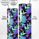 blue flowers & spiders gothic straight tumbler option to personalise (copy)