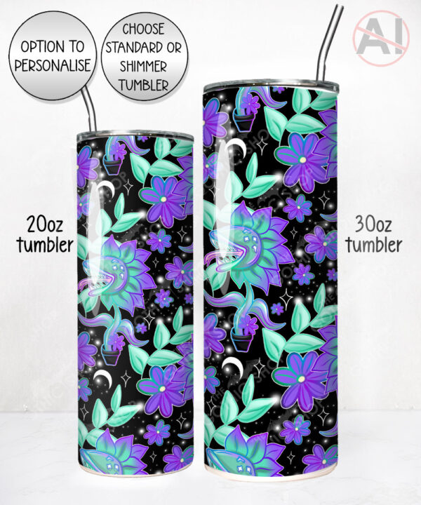 blue flowers & spiders gothic straight tumbler option to personalise (copy)