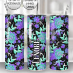 blue flowers & spiders gothic straight tumbler option to personalise (copy)