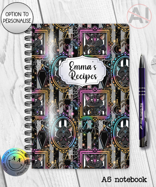 20157 bat frames personalised gothic notebook 2