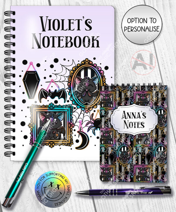 20157 bat frames personalised gothic notebook 4