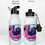 grim reaper in pink flamingo float gothic water bottle option to personalise