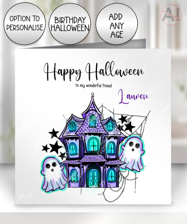 20161 haunted house personalised birthday card 2
