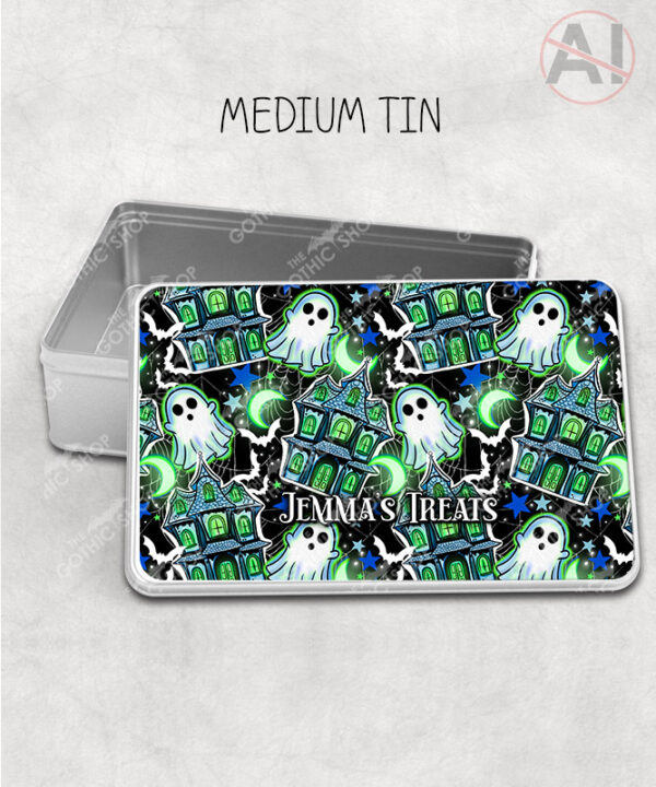 20166 haunted house personalised storage tin 2