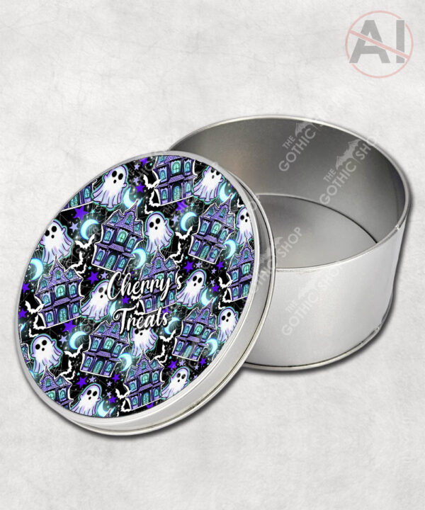 20166 haunted house personalised storage tin 3