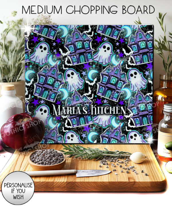 20167 haunted house personalised chopping board 1