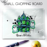 20167 haunted house personalised chopping board 3