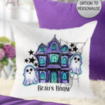 20168 haunted house personalised cushion 1
