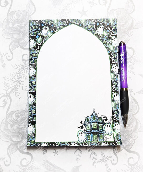 haunted mansion & ghosts gothic halloween a5 notepad