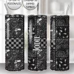 black & white gothic patchwork straight tumbler option to personalise