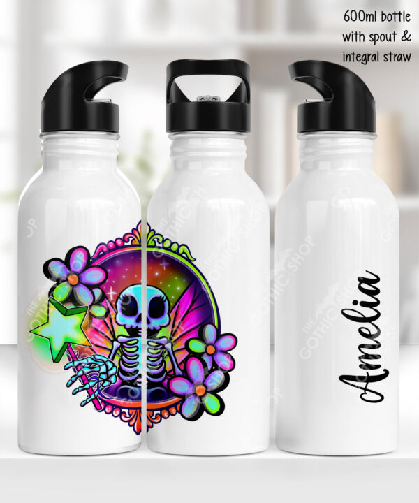 20195 personalised skeleton fairy gothic water bottle 1