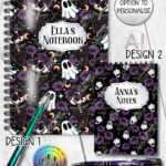 skellie plant purple flowers gothic notebook journal option to personalise