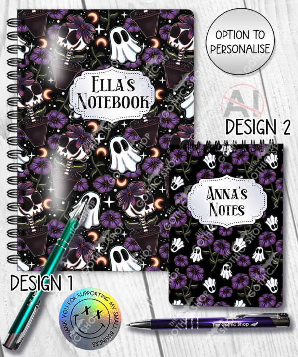 skellie plant purple flowers gothic notebook journal option to personalise