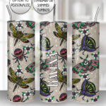 tatted bugs & moths beige gothic straight tumbler option to personalise