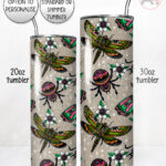 tatted bugs & moths beige gothic straight tumbler option to personalise