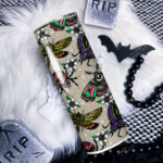 tatted bugs & moths beige gothic straight tumbler option to personalise