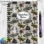 tatted bugs & moths beige gothic notebook journal option to personalise