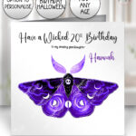 20205 purple deathmoth gothic moth personalised card