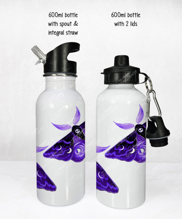 20208 purple deathmoth gothic moth personalised water bottle 3