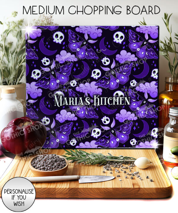 20209 purple deathmoth gothic moth personalised chopping board 1