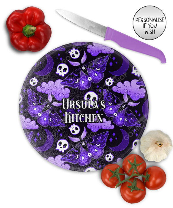 20209 purple deathmoth gothic moth personalised chopping board 2