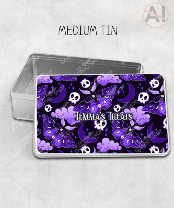 20210 purple deathmoth gothic moth personalised tin 2