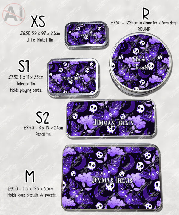 20210 purple deathmoth gothic moth personalised tin 3