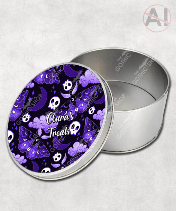 20210 purple deathmoth gothic moth personalised tin 4