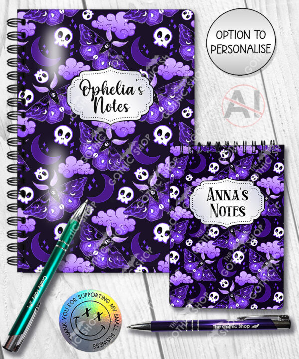 20211 purple deathmoth gothic moth personalised notebook 4