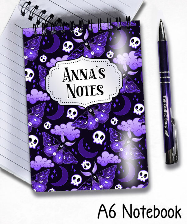 20211 purple deathmoth gothic moth personalised notebook 5