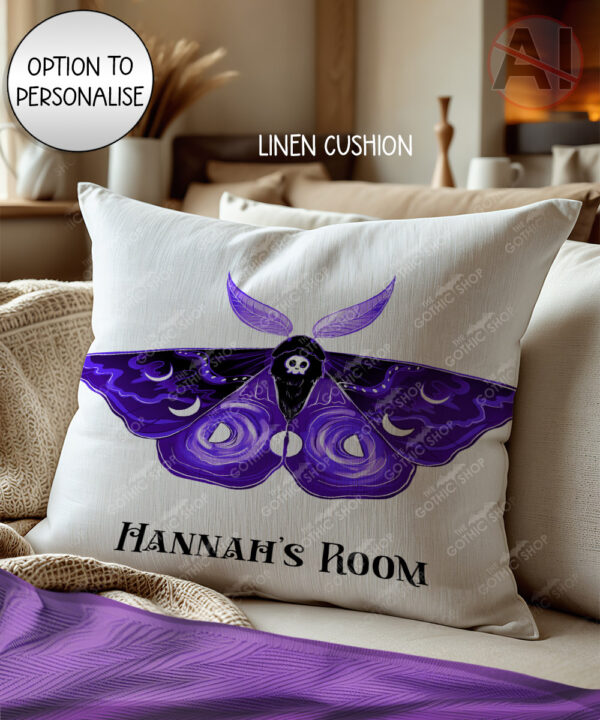 20213 purple deathmoth gothic moth personalised cushion 2
