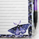 deathmoth purple skull moth gothic a5 notepad