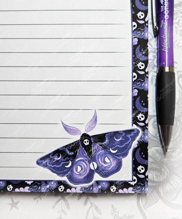 deathmoth purple skull moth gothic a5 notepad