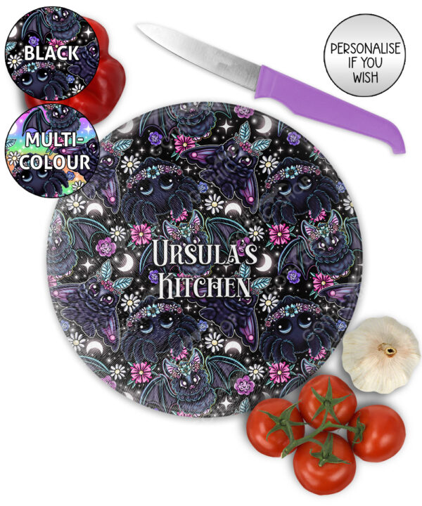 20218 floral creatures gothic chopping board 2
