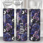 celestial dragonflies crystal ball straight tumbler option to personalise