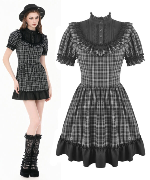 belladonna black tartan ruffle gothic dress by dark in love