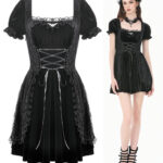 lenore black velvet & lace gothic dress by dark in love