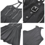vespera gothic black buckle & harness skater dress by dark in love