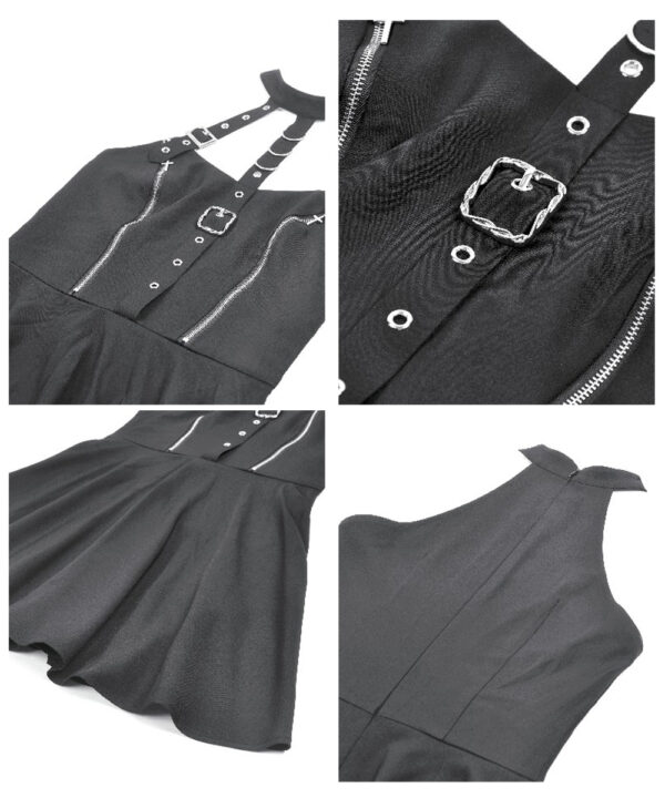 vespera gothic black buckle & harness skater dress by dark in love