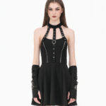 vespera gothic black buckle & harness skater dress by dark in love
