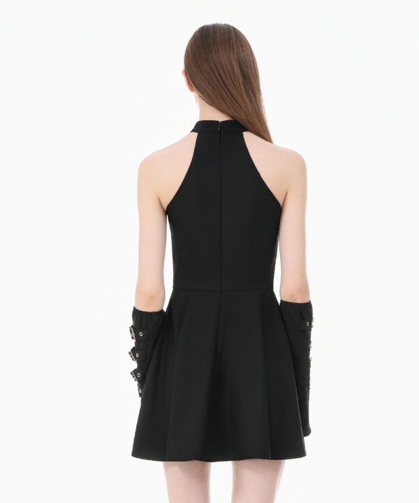 vespera gothic black buckle & harness skater dress by dark in love
